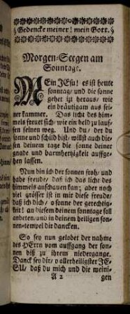 Morgen-Seegen am Sonntage. - Danck-Gebet nach vollendeter Reise.