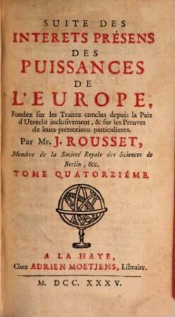 Les Interêts presents des Puissances de l'Europe, 14