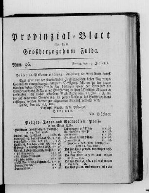 Num. 56., Ausgabe vom 19. Juli 1816