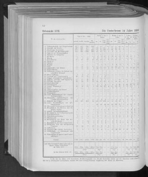 Uebersicht XVII. Die Gestorbenen im Jahre 1889 nach Todesursachen und Altersklassen.