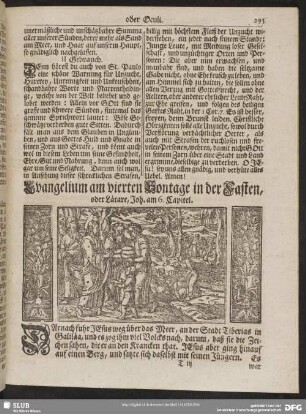 [Evangelium und Epistel am vierten Sontage in der Fasten, oder Laetare]