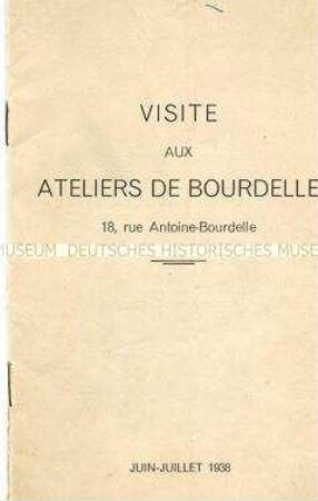 Verzeichnis der Ausstellungsstücke des "Ateliers de Bourdelle" - Nachlass