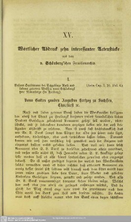 Wörtlicher Abdruck zehn interessanter Actenstücke aus dem v. Schönberg'schen Familienarchiv