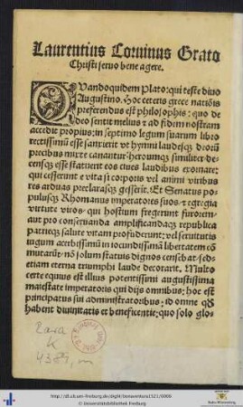 Laurentius Corvinus. Christi servo bene agere