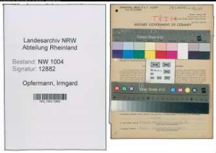 Entnazifizierung Irmgard Opfermann , geb. 01.01.1916 (Stenotypistin)
