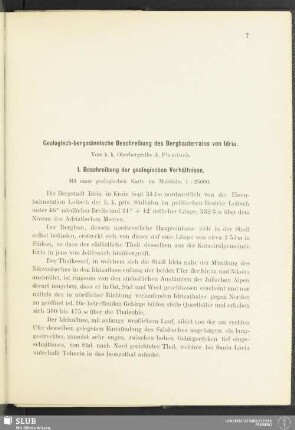 Geologisch-bergmännische des Bergbauterrains von Idria