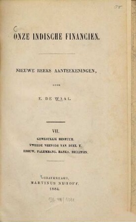 Onze indische financien : Nieuwe reeks aanteekeningen, 7