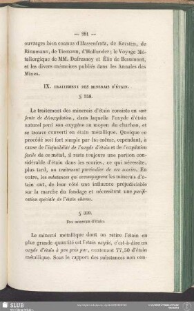 IX. Traitement Des Minerais D'Étain