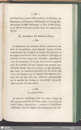 IX. Traitement Des Minerais D'Étain