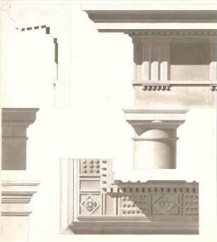 Gärtner, Friedrich von; Dor. Säulenkapitell - Ansicht, Schnitt, Details
