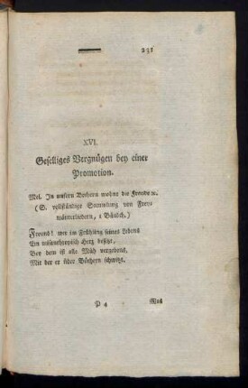 XVI. Geselliges Vergnügen bey einer Promotion