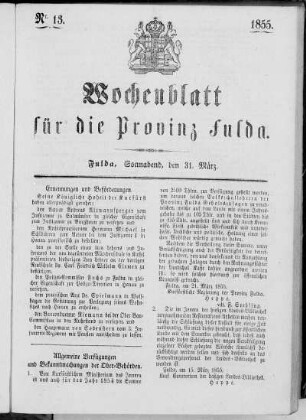 Nr. 13, Ausgabe vom 31. März 1855