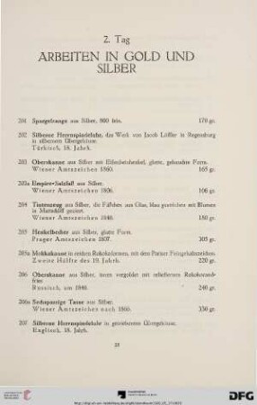 Arbeiten in Gold und Silber (Nr. 201-234a)