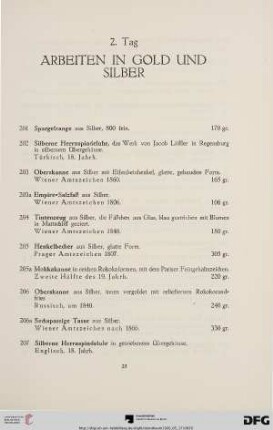 Arbeiten in Gold und Silber (Nr. 201-234a)