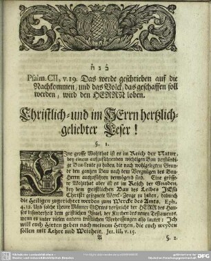 Christlich- und im Herrn hertzlich-geliebter Leser!