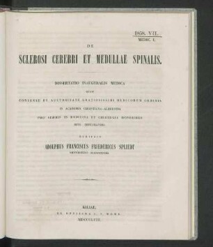 De Sclerosi Cerebri Et Medullae Spinalis.