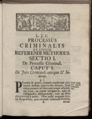 Sectio I. De Processu Criminali.