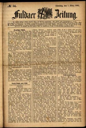 Ausgabe vom Dienstag, den 07. März 1882.