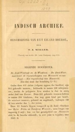 Beschrijving van het eiland Boeroe, door T. J. Willer
