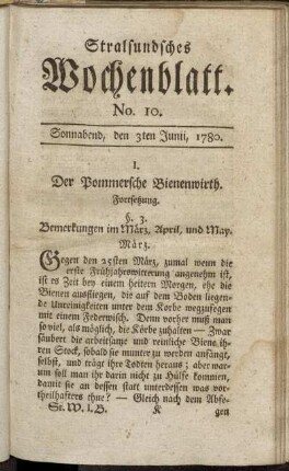 No. 10. Sonnabend, den 3ten Junii, 1780.
