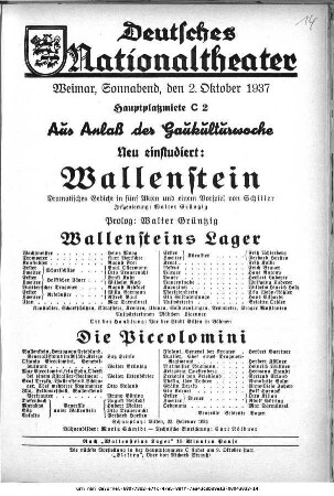 Wallenstein [Wallensteins Lager; Die Piccolomini]