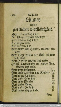 Litaney von der göttlichen Vorsichtigkeit