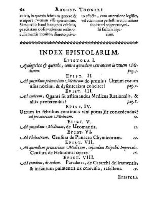 Index Epistolarum.