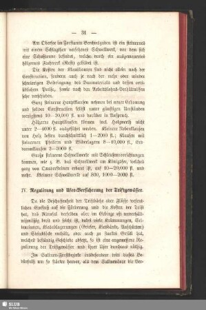 IV. Regulirung und Ufer-Versicherung der Triftgewässer