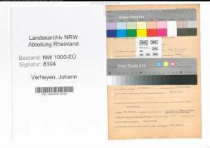 Entnazifizierung Johann Verheyen, geb. 12.03.1906 (Verw.Angest.)