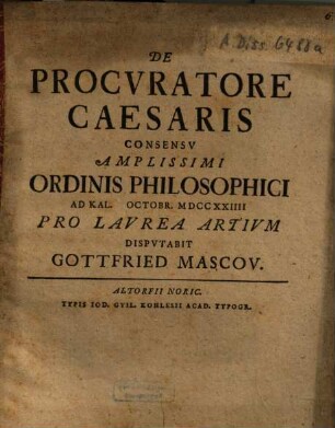 De Procvratore Caesaris