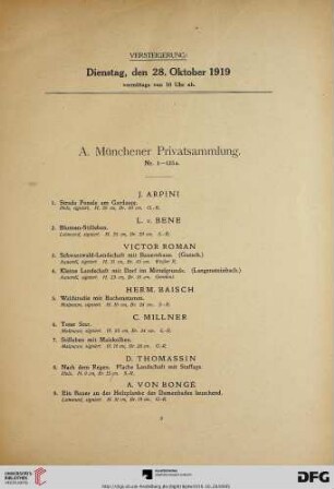 A. Münchner Privatsammlung (Nr. 1-125a)