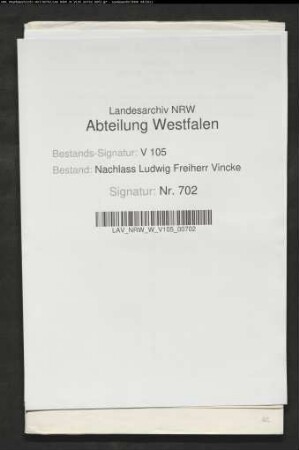 Gutachten Vinckes betr. Kosten des Katasters (Abschr.)
