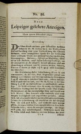 No. 86. Den 25ten Oktober 1790.