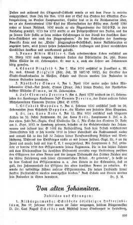 Von alten Johannitern.