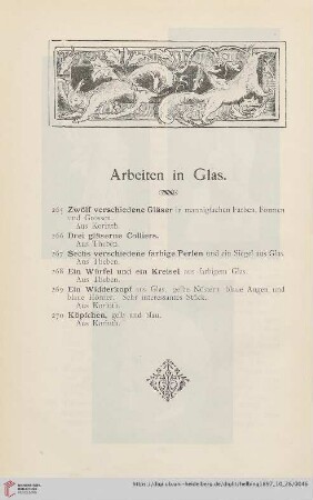 Arbeiten in Glas (Nr. 265 - 270)