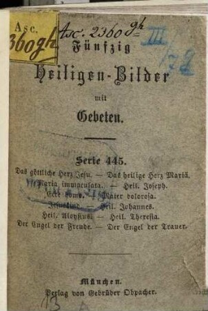 Heiligen-Bilder mit Gebeten, 445