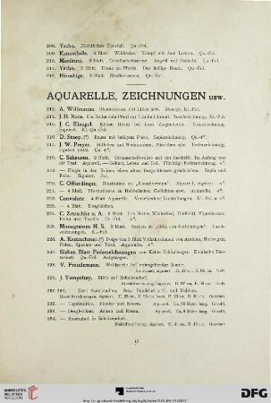 Aquarelle, Zeichnungen usw. (Nr. 213-237)