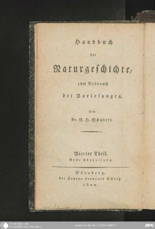 1: Handbuch der Botanik