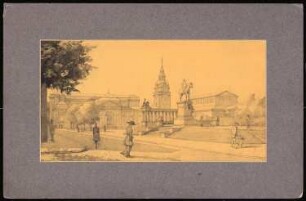 Großherzogliches Museum, Darmstadt Ausführungsprojekt ab 1896: Perspektivische Ansicht der Platzgestaltung