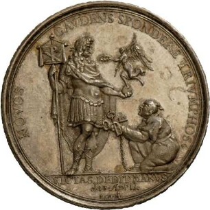 Medaille von Philipp Heinrich Müller auf Kaiser Leopold I. und auf die Einnahme von Kanischa, 1690