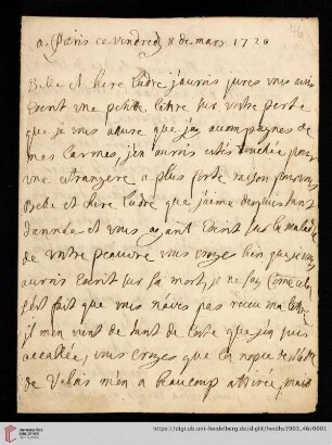 Elisabeth Charlotte (Liselotte) von der Pfalz - Briefe: Brief von Elisabeth Charlotte (Liselotte) von der Pfalz, Herzogin von Orléans, an Madame de Ludres