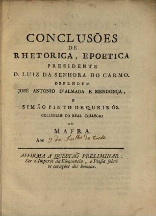 Conclusões de rhetorica e poetica