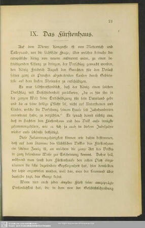 IX. Das Fürstenhaus