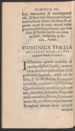 Dominica Tertia Adventus Domini ...