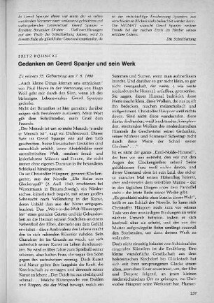Gedanken an Geerd Spanjer und sein Werk