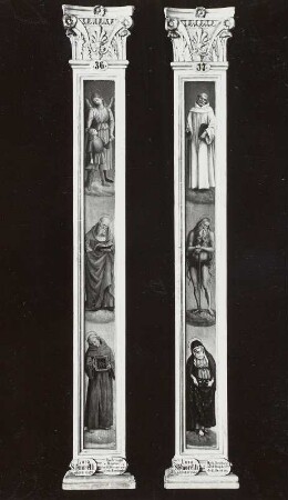 Bemalte Pilaster mit Erzengeln und Heiligen