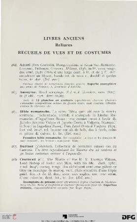Livres anciens, reliures, recueils de vues et de costumes (Nr. 262-300)
