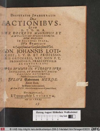 Disputatio Inauguralis De Actionibus