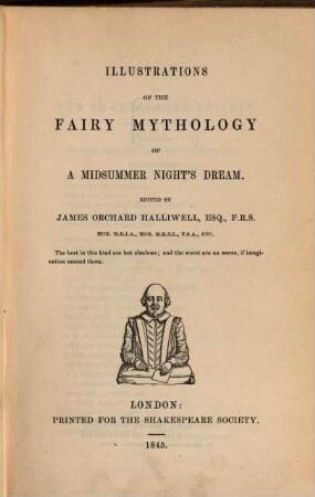 Illustrations of the fairy mythology of a midsummer night's dream