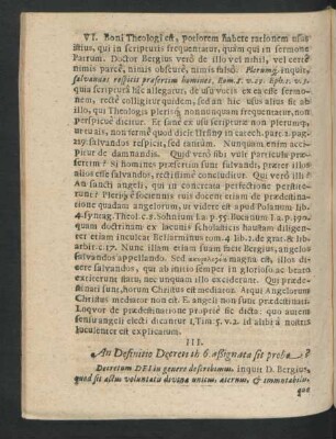 III. An Definitio Decreti th. 6. aßignata sit proba?